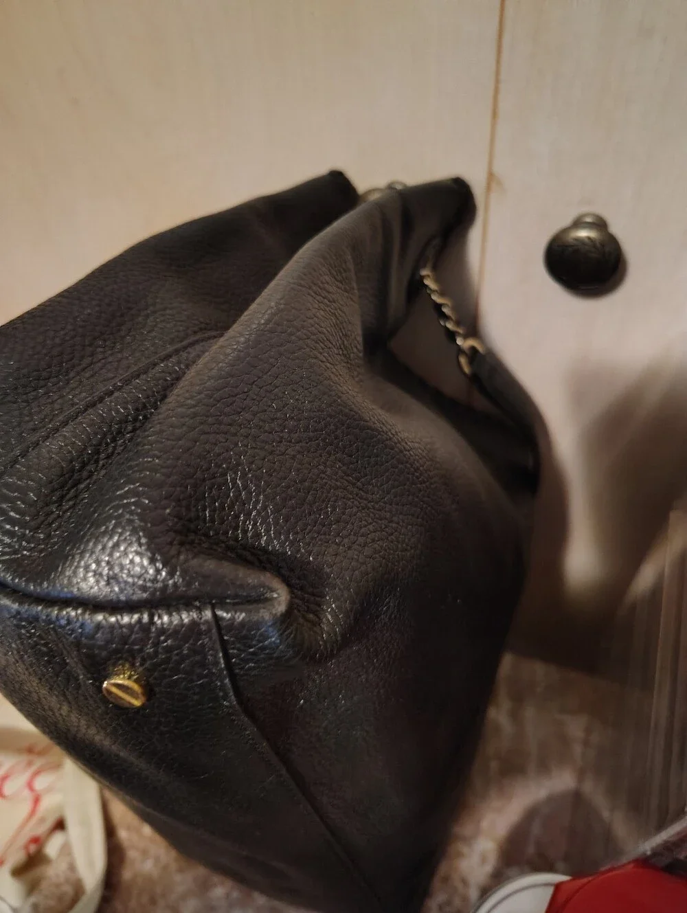 Tory Burch Marion Black Pebbled Leather Tote